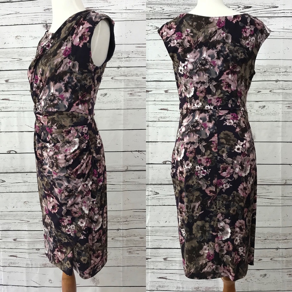 Connected Watercolor Floral Fitted Wrap Dress